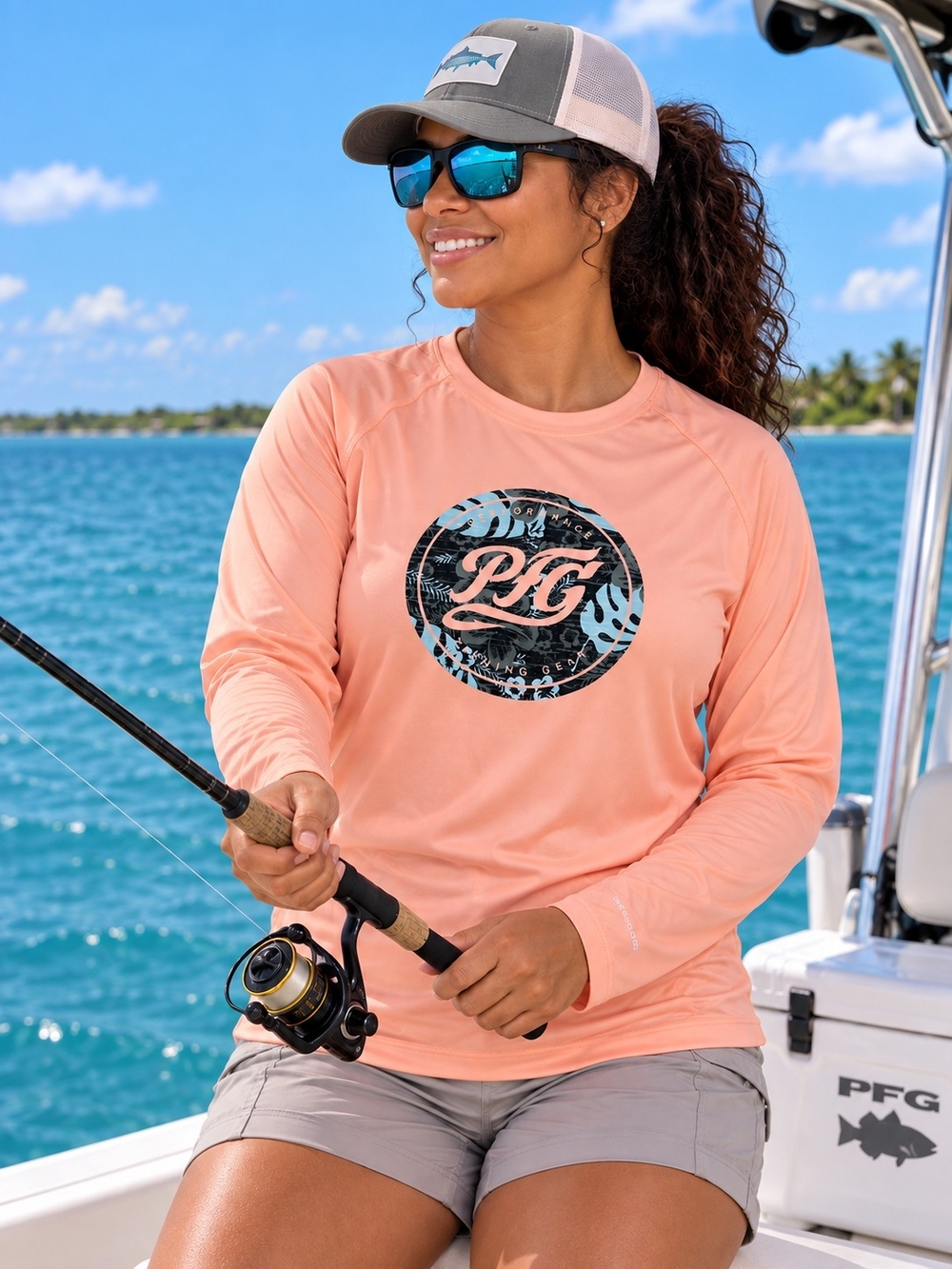 NWT Columbia PFG Coral Pink UPF 50 Omni-Wick Long Sleeve Fishing Shirt L